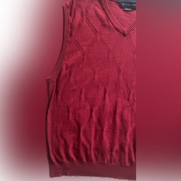 Vintage US Polo Ralph Lauren Sweater Vest Size XXL V Neck Maroon 100% Co… - Picture 5 of 7